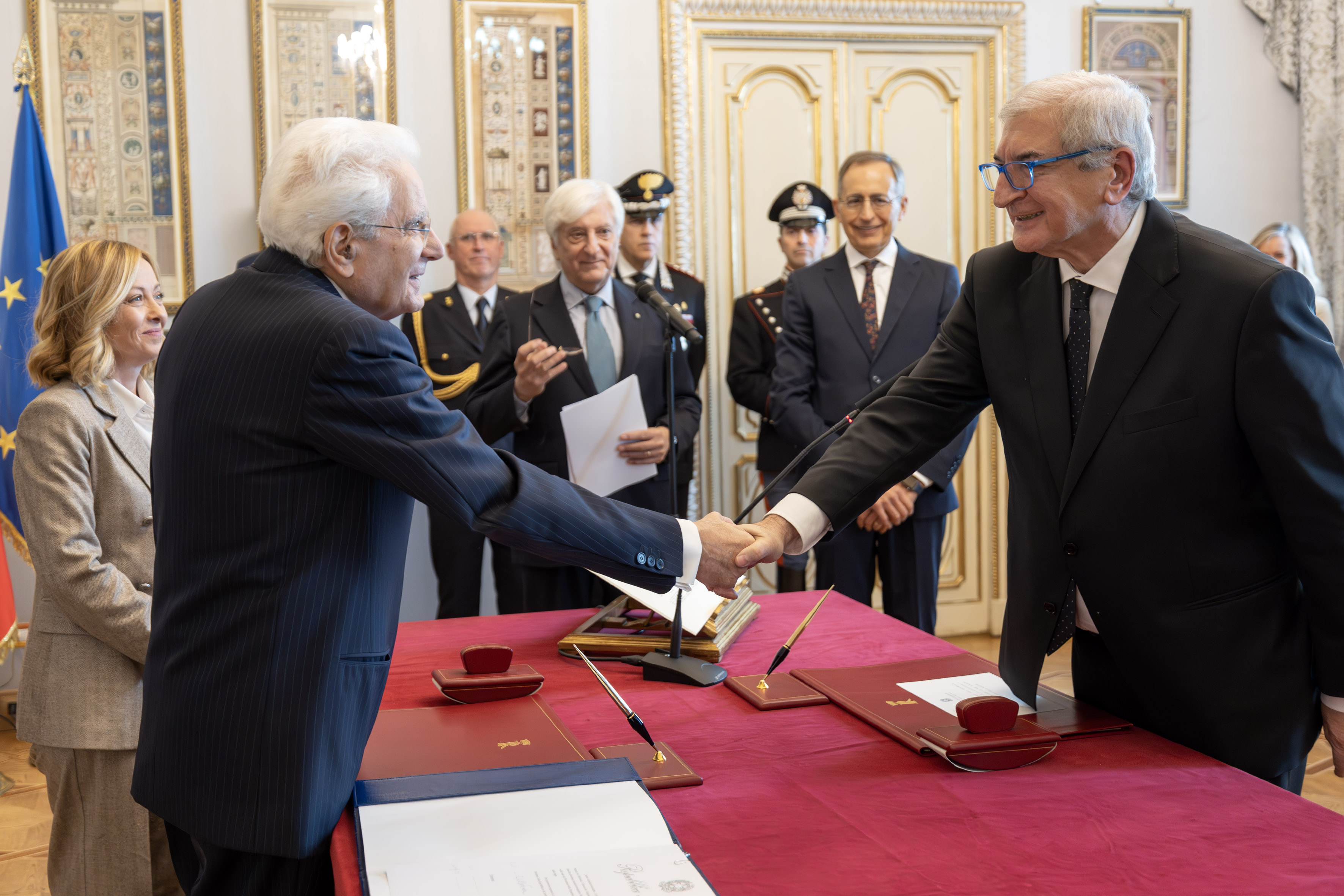 Giorgia Meloni, Sergio Mattarella e Tommaso Foti